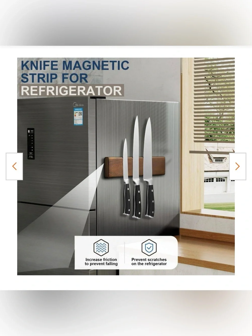 ENOKING Magnetic Knife Holder for Wall, 10 Inch Powerful Magnet Acacia Wood